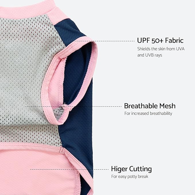 Fitwarm 2 Pack UPF 50+ UV Sun Protection Dog Shirt, Lightweight Breathable Cooling Vest, Quick Dry Dog Summer Clothes for Small Dogs Boy Girl, Reflective Label Pet Cat Outfit, Pink, Large