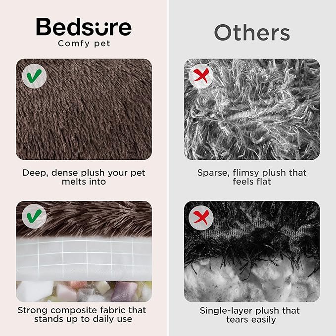 Bedsure Calming Dog Bed for Extra Large Dogs - 45in Donut Washable Large Pet Bed, Anti-Slip ＆Removable Cover,420GSM Round Anti-Anxiety Fluffy Plush Faux Fur, Fits up to 100lbs Pets,Plus Version