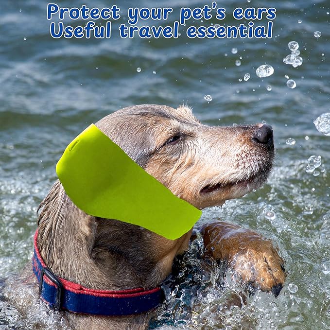 2pcs Dog Ear Covers for Swimming, Ear Protection for Dogs Bathing, Dog Bath Supplies, Ears Wrap for Dogs, Waterproof Ears Covers Swimming Cap, Adjustable Shower Cap (Green, Camouflage, L)