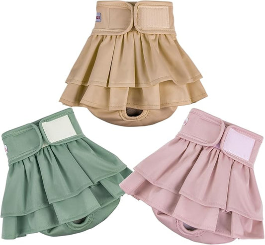 Female Dogs Diapers Belly Bands(3Pack), Washable Reusable Female Skirt Doggy Wraps Panties for Doggie Puppy Pooping Potty Training Incontinence Marking Pañal para Perro Small