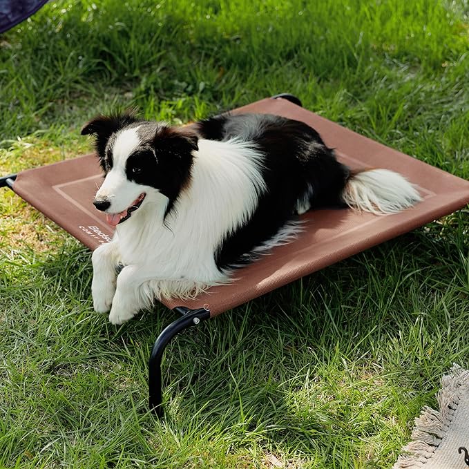 Bedsure Elevated Raised Cooling Cots Bed for Large Dogs, Portable Indoor & Outdoor Pet Hammock with Skid-Resistant Feet, Frame with Breathable Mesh, Terracotta, 49 inches