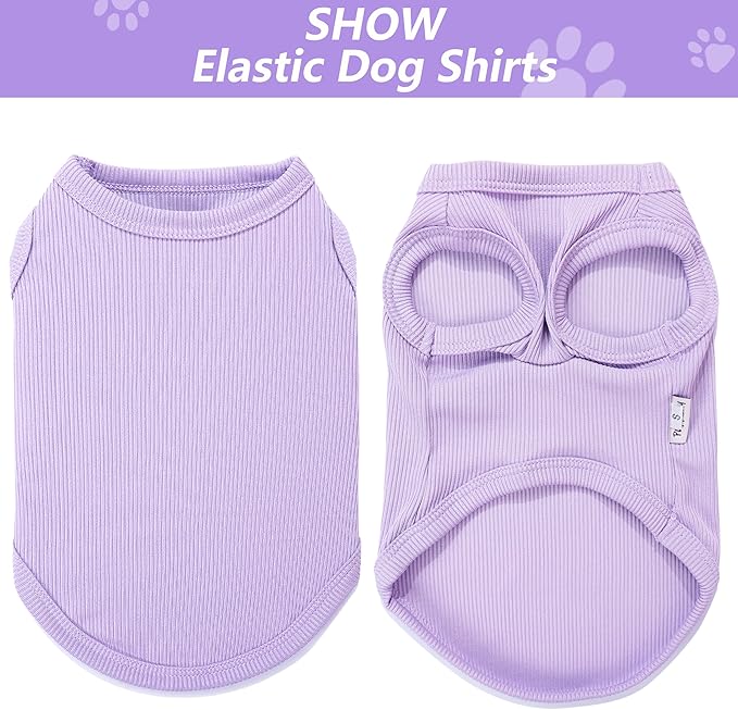 2 Pack Dog Clothes for Small Dogs Summer Dog Shirts Girl Boy Puppy T-Shirts Vest Blank Soft and Cool Pet Clothing Sleeveless Medium Large Dog Outfit Lightweight (Purple+L-Pink, X-Small)