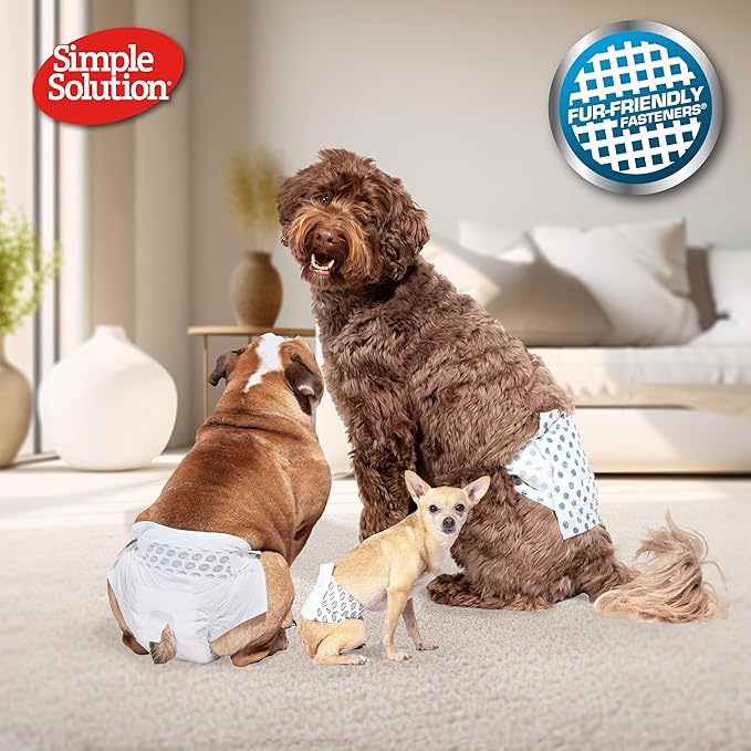 Simple Solution Disposable Male Wraps, Absorbent Leak Proof Belly Bands for Dogs, Incontinence Aid, Puppy Training, Marking Control, and Travel Protection, Medium Dogs, 15–23 Inch Waist, 30 Count