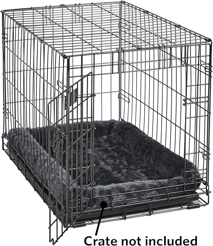 MidWest Homes for Pets QuietTime XS Dog Bed – Gray Faux Fur Bolster, Ultra-Soft and Machine Washable, Fits 22-Inch Crates and Carriers, for Small Dogs and Cats