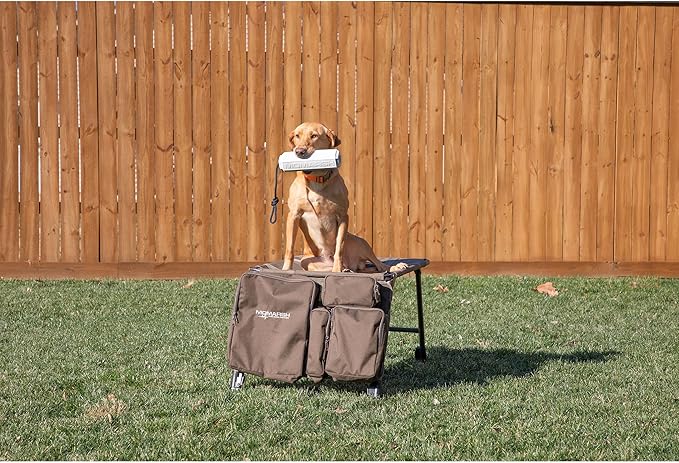 Momarsh Final Stand Dog Adjustable Training Platform & Storage Panel | Hunting Stand | Elevated Pet System for Place, Agility & Steadiness | Dog Trainer System | Mesh Bottom Mud Feet | 150lb Capacity
