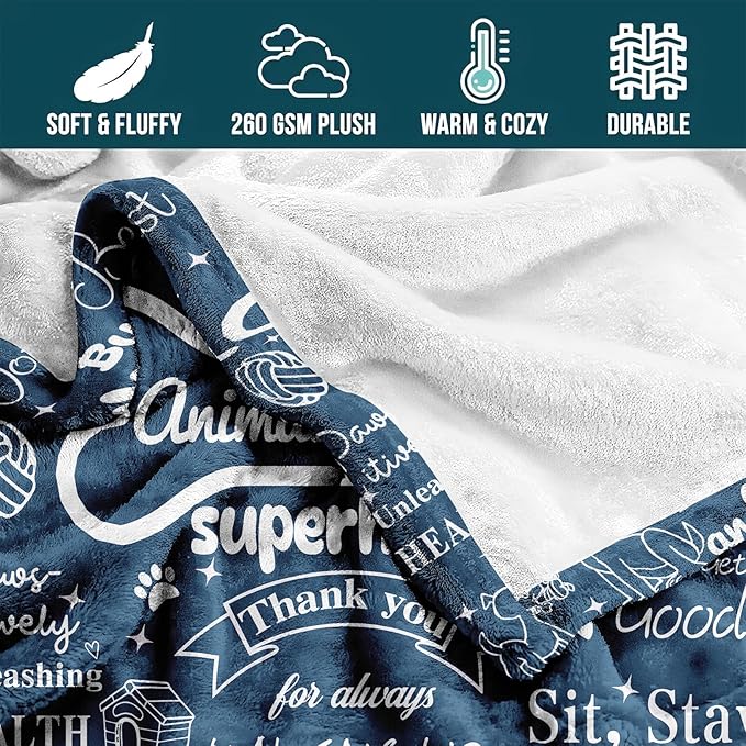 Veterinarian & Veterinary Tech Thank You Gift Blanket - Appreciation, 50'' x 60'' - Veterinarian Gifts, Vet Tech Gifts, Vet Tech Week, Graduation, Retirement, Birthday, Christmas