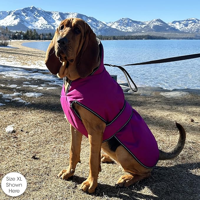 PetRageous 7303MXXL Juneau Waterproof Cold Weather Dog Coat with Full Chest Coverage Leash Opening - 28-Inch Long Heavyweight Jacket for XX-Large Breeds, Magenta
