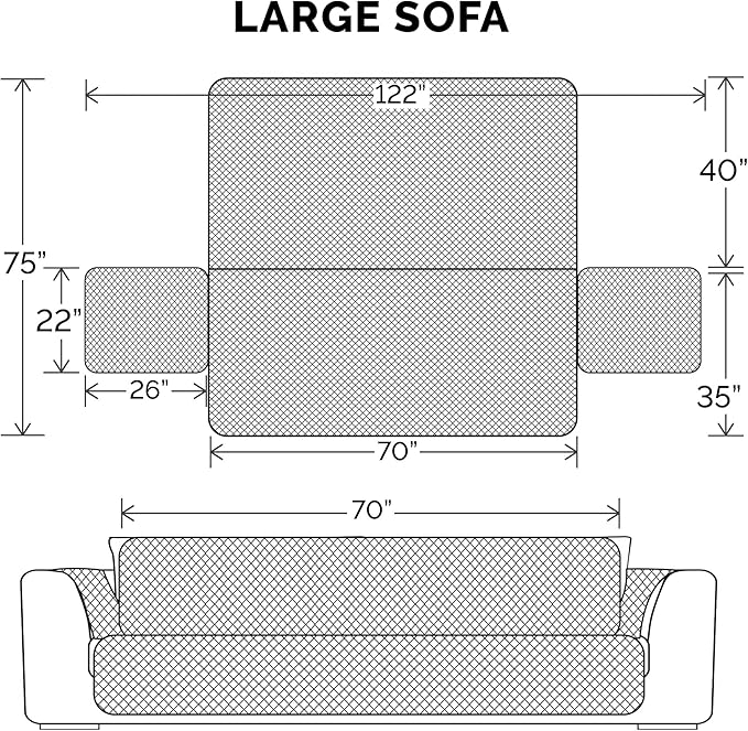 Furhaven Waterproof & Non-Slip Large Sofa/Couch Cover Protector for Dogs, Cats, & Children - Quilted Paw Print Living Room Furniture Cover - Gray, Large Sofa