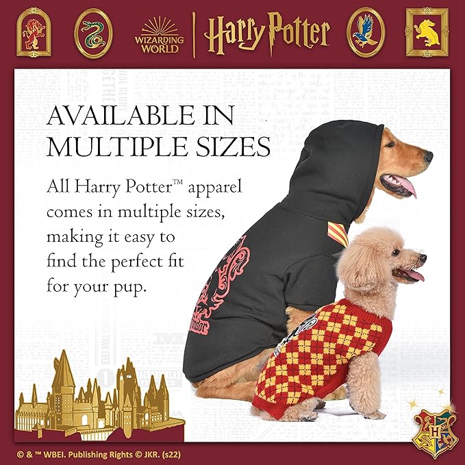 Harry Potter Gryffindor Dog Sweater - Pet Outerwear for Dogs - Officially Licensed Dog Apparel & Accessories for Hogwarts Houses, Size Medium