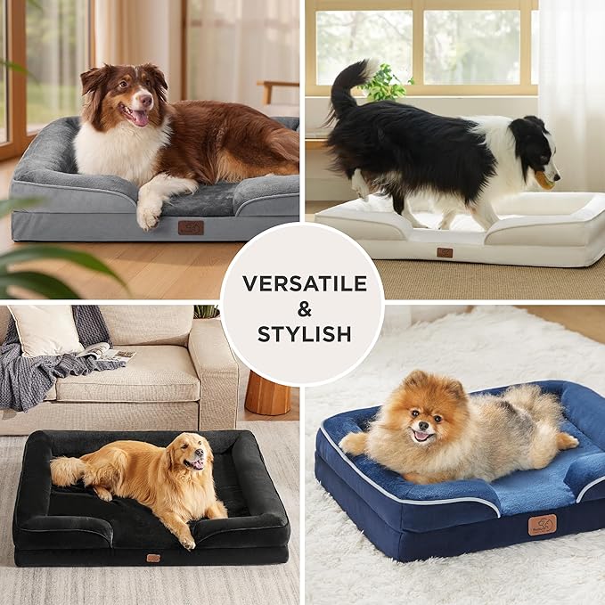 Bedsure XXL Orthopedic Dog Bed for Extra Large Dogs - Washable Giant Dog Cat Bed Waterproof, Comfort Dogs Couch Sofa with Washable Removable Cover, Pet Bed with Nonskid Bottom, Dark Grey, 52"