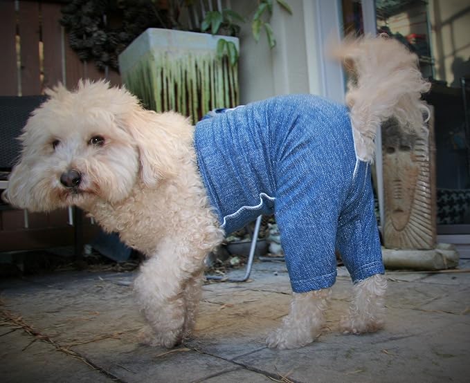 Original Dog Pants, E-Collar Alternative, Dog Diaper, Dog Pajamas, Medium Dog, Blue