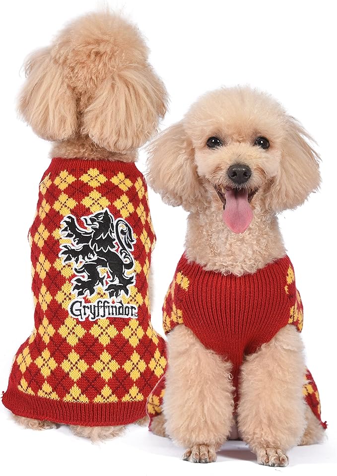 Harry Potter Gryffindor Dog Sweater - Pet Outerwear for Dogs - Officially Licensed Dog Apparel & Accessories for Hogwarts Houses, Size Medium