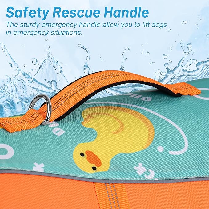 Cyeollo Dog Life Vest for Swimming & Boating, High Buoyancy Jacket with Front Float, Adjustable Sizes - Small to Large, Yellow Duck