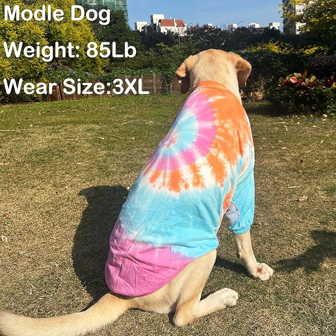 Dog Cotton Colorful Pink Orange T-Shirts Soft and Stretchy Dog Shirt Pajamas Pets Clothes for Medium Dogs(Medium PinkOrange)