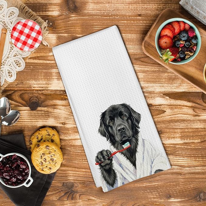 Funny Newfoundland Dog Gifts Bathroom Hand Towel, Newfoundland Dog Hand Towel for Bathroom Kitchen Washroom Decor, Funny Dogs Lover Gifts Dish Tea Towels, 16x24 Inch