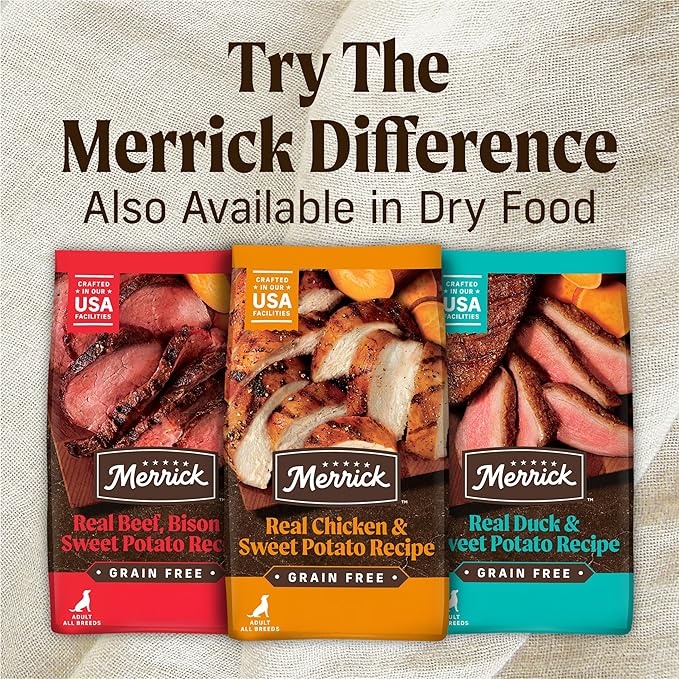 Merrick Grain Free Premium And Natural Canned Dog Food, Soft And Healthy Wet Recipe, Real Texas Beef Dinner - (Pack of 12) 12.7 oz. Cans