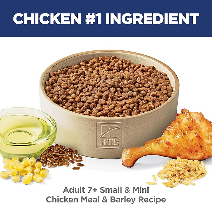 Hill's Science Diet Small & Mini, Senior Adult 7+, Small & Mini Breeds Senior Premium Nutrition, Dry Dog Food, Chicken, Brown Rice, & Barley, 4.5 lb Bag