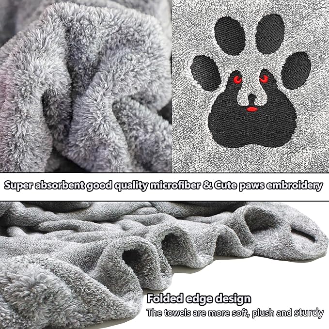 Extra Large Dog Towel Super Absorbent Soft Microfiber Pet Bath Grooming Towels for Drying Dogs and Other Pets (XL-55" * 36", Brown)
