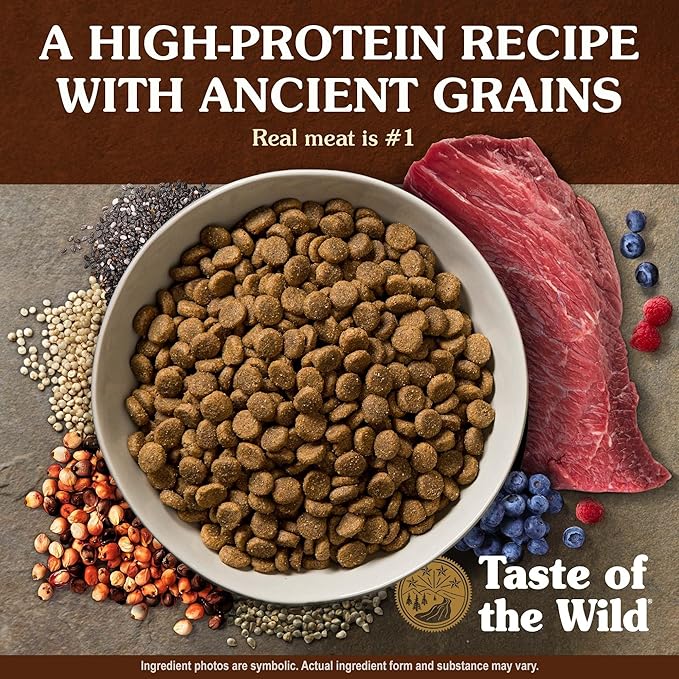 Taste of The Wild with Ancient Grains, Ancient Prairie Canine Recipe with Roasted Bison and Venison Dry Dog Food, Made with High Protein from Real Meat and Guaranteed Nutrients and Probiotics 5lb