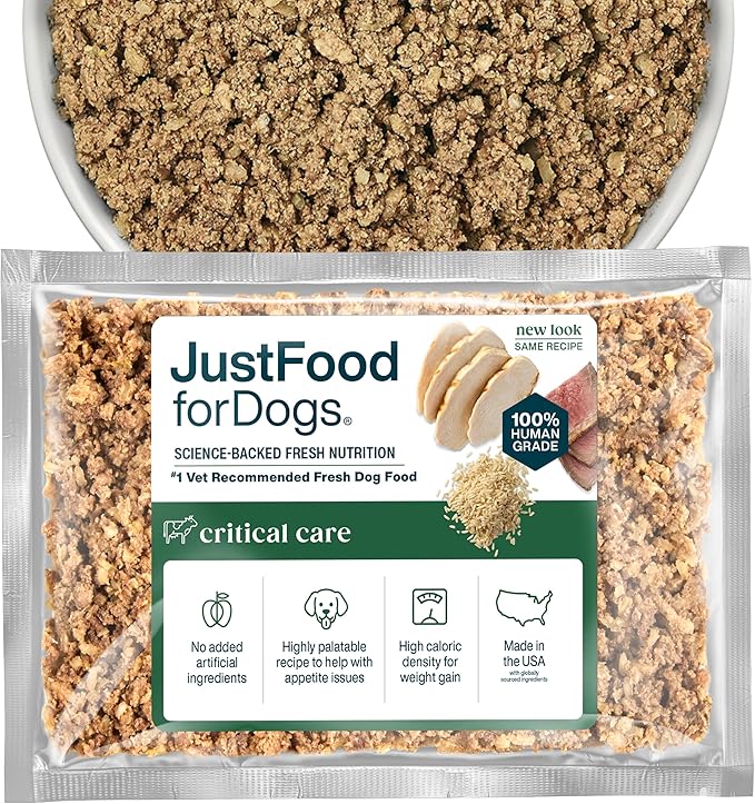 Just Food For Dogs Vet RX Frozen Fresh Prescription Dog Food, Human Grade, Vet Recommended Fresh Pet Meal or Toppers, Limited Ingredient, Prescription Diet, Critical Care Support 18 oz - 7 Pack