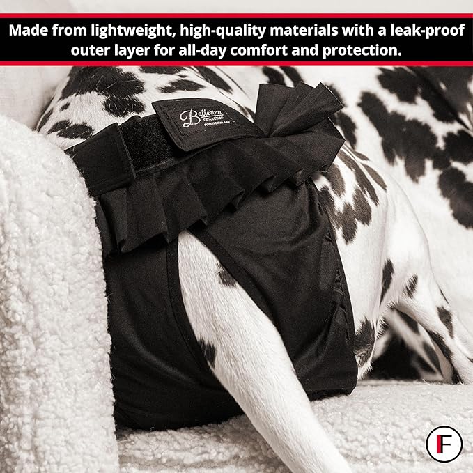 FINNERO Ballerina Dog Diaper – Washable, Reusable, Leak-Proof – Heat, Period & Urine Incontinence Protection – Comfortable, and Stylish Design – Adjustable Fit for Female Dogs – Medium, Denim