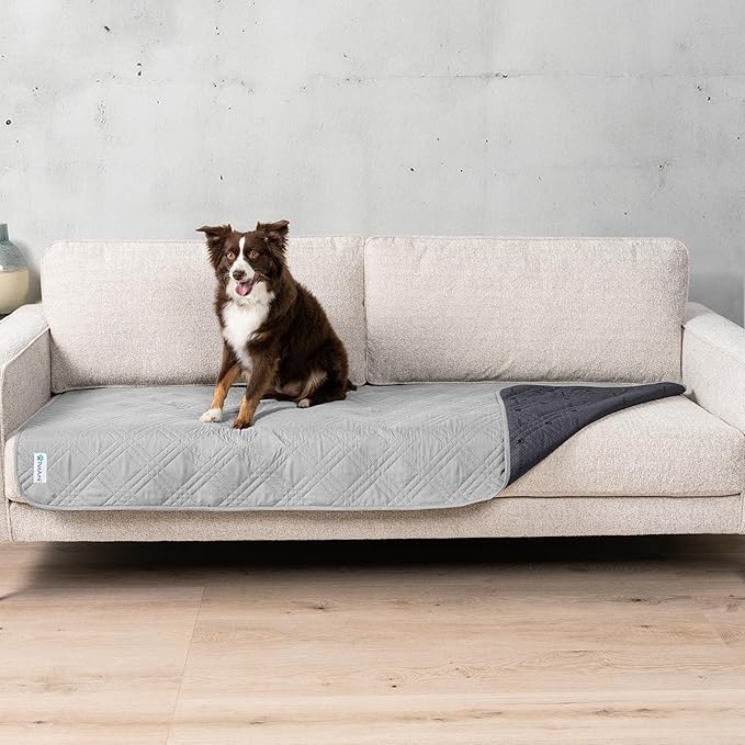PetAmi Waterproof Bed Cover for Dogs, Pet Blanket Couch Cover, Reversible Furniture Cover Sofa Protector for Pet Cat Bed, Washable Dog Blanket for Seat, 30x70 Light Gray