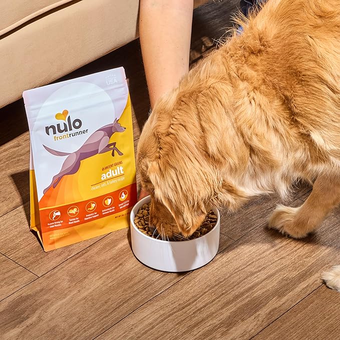 Nulo Frontrunner Dry Dog Food - Adult High-Protein Chicken, Oats & Turkey Recipe, Natural Kibble with Ancient Grains, Probiotics, Taurine, Omega 3 for Small, Medium and Large Breeds, 25lb Bag
