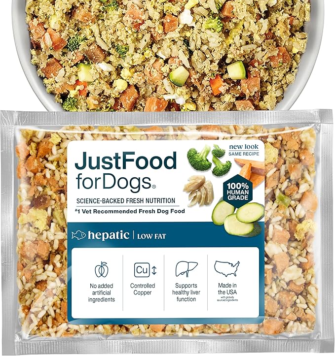 Just Food For Dogs Vet RX Frozen Fresh Prescription Dog Food, Human Grade, Vet Recommended Fresh Pet Meal or Toppers, Limited Ingredient, Prescription Diet, Hepatic Support 18 oz - 21 Pack