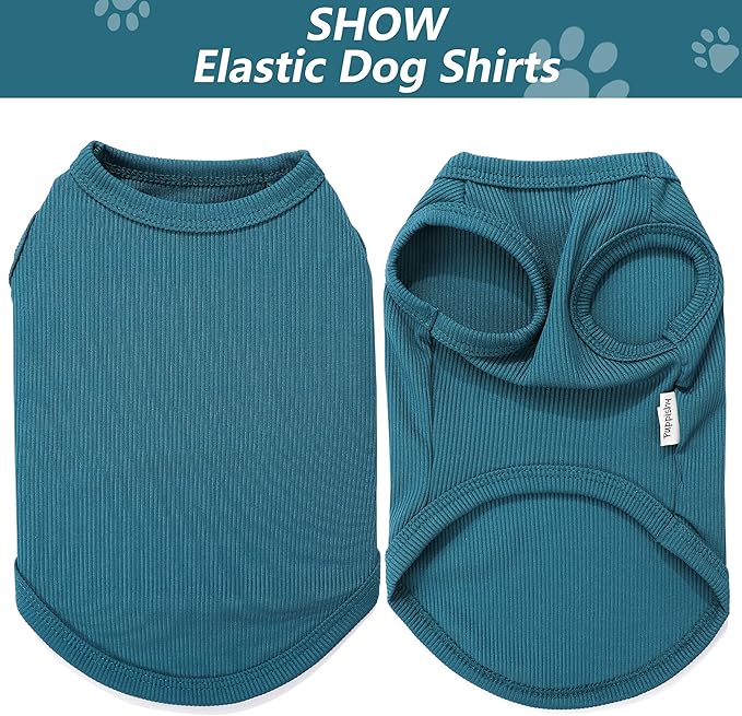 2 Pack Dog Clothes for Small Dogs Summer Dog Shirt Vest Girl Boy Lightweight Puppy T-Shirts Blank Soft and Cool Pet Clothing Sleeveless Medium Large Dog Outfit (Light Blue+Dark Cyan, Large)