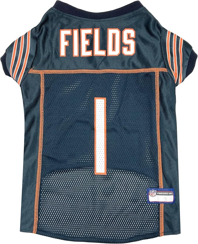 Pets First NFL Team Player Justin Fields Jersey for Dogs and Cats, NFLPA Chicago Bears Pet Jerseys, Size Large