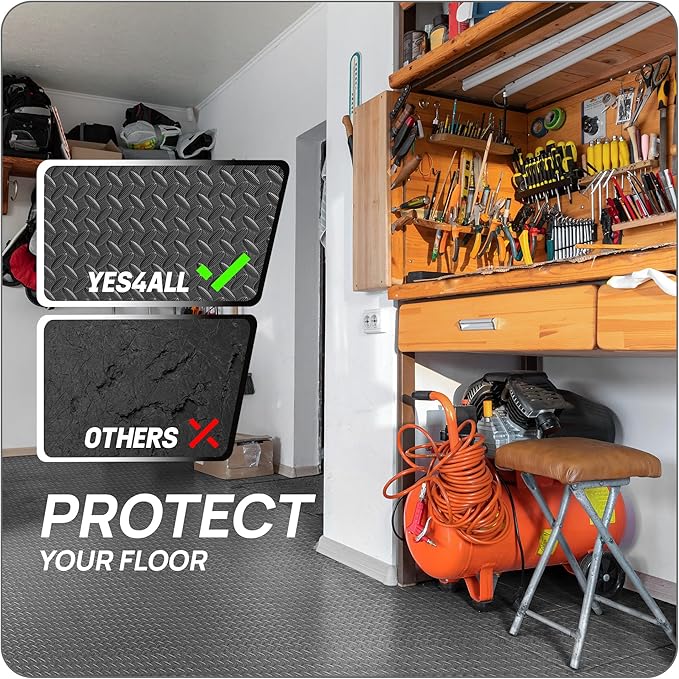 Yes4All EVA Interlocking Mats, Puzzle Floor Tiles, Foam Floor Padding with Border for Furniture, Home Space, Living Room, Garage 11 SQFT