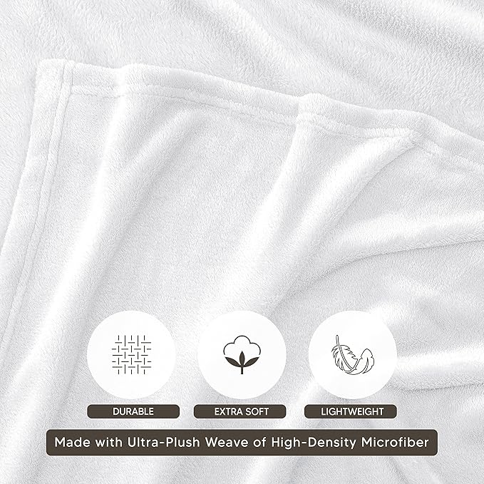 Utopia Bedding White Fleece Blanket Twin Size Lightweight Fuzzy Soft Anti-Static Microfiber Bed Blanket (60x80 Inch)
