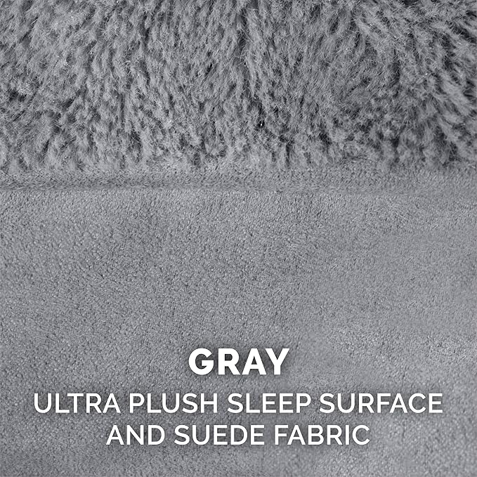 Furhaven Memory Foam Dog Bed for Large Dogs w/ Removable Bolsters & Washable Cover, For Dogs Up to 125 lbs - Plush & Suede Sofa - Gray, Jumbo Plus/XXL