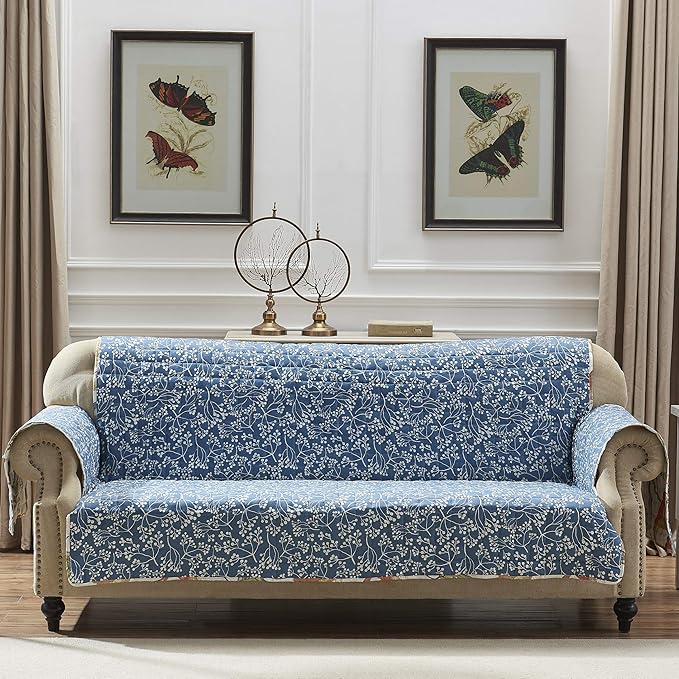 Greenland Home Willow Reversible Slipcover - Furniture Protector - Sofa - Natural