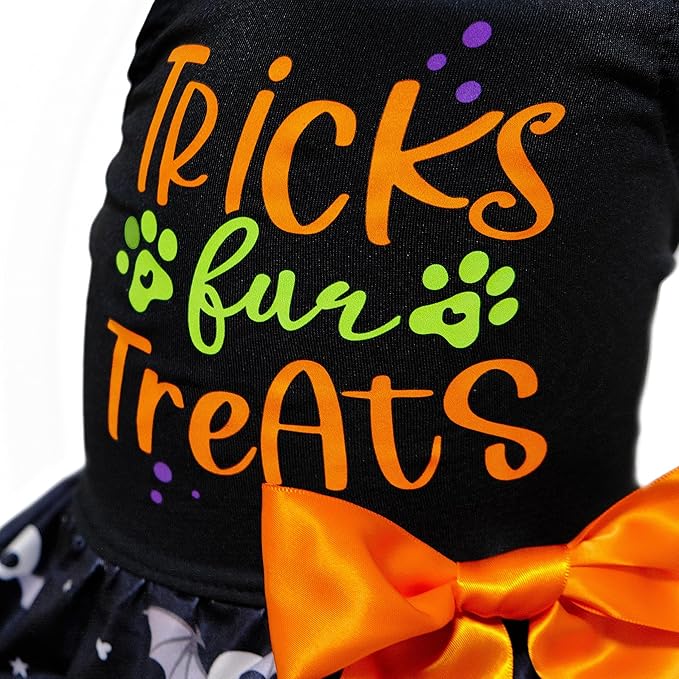 Halloween Dog Dress, Holiday Cat Cotton Outfits Skull Skirt for Small Boys and Girls Puppies Pets Doggie