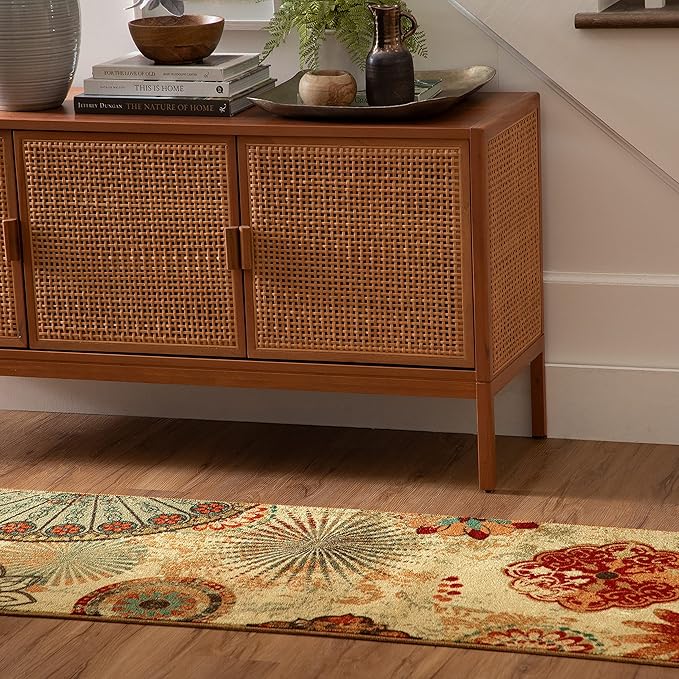 Mohawk Home Alexa Ornamental Floral Medallion 2' x 8' Area Rug - Perfect for Living Room, Dining Room, Office
