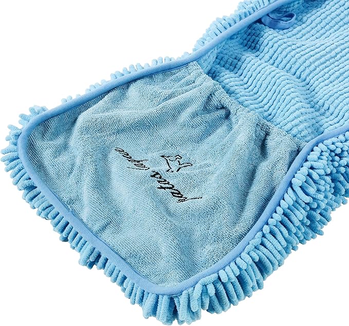 Patas Lague Absorbent Dog Towel for Drying Dogs Large, 35''x15'' Extra Large Microfiber Quick Drying Pet Bath Towel with Hand Pockets, Machine Washable Pet Shammy Blue