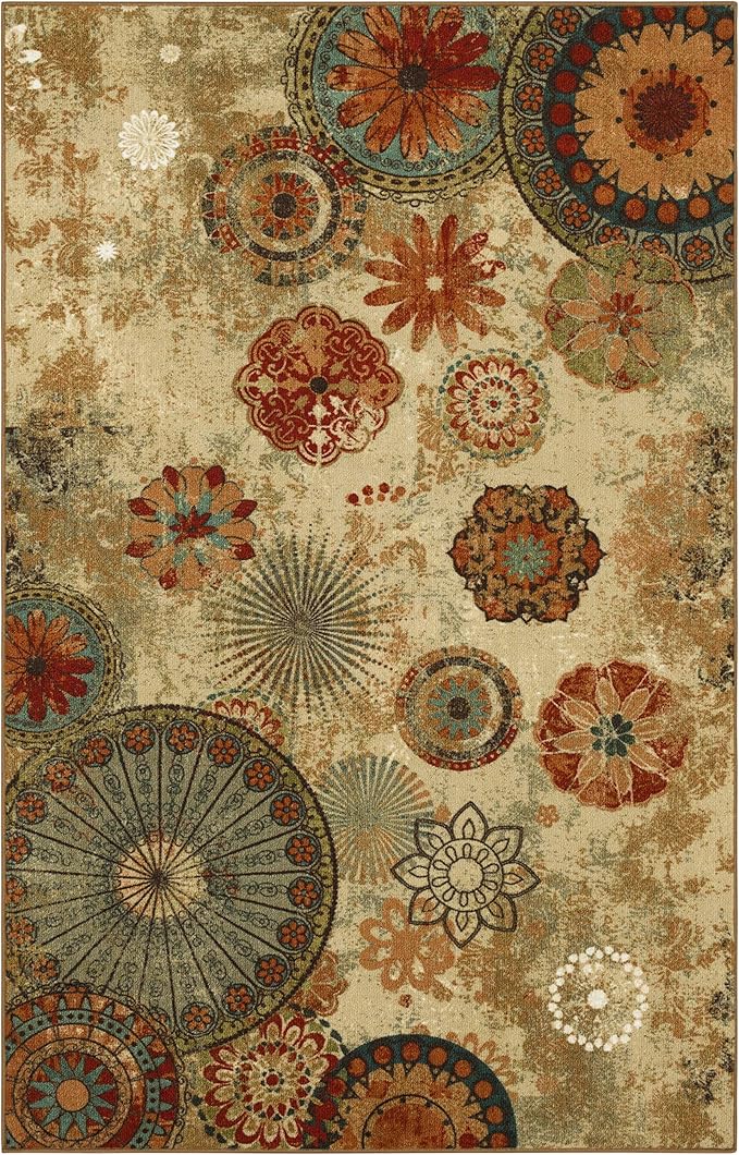 Mohawk Home Alexa Ornamental Floral Medallion 4' x 6' Area Rug - Perfect for Living Room, Dining Room, Office