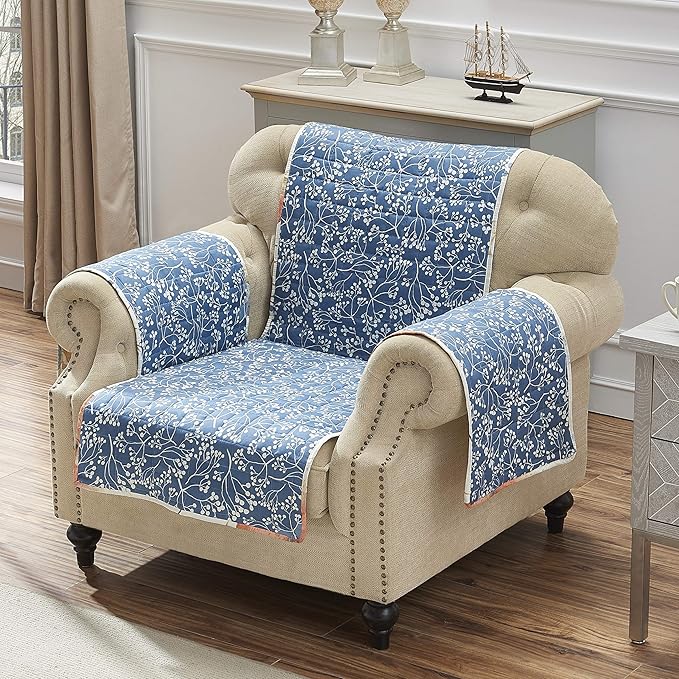 Greenland Home Willow Reversible Slipcover - Furniture Protector - Arm Chair - Natural
