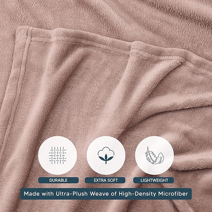 Utopia Bedding Rose Pink Fleece Blanket Twin Size Lightweight Fuzzy Soft Anti-Static Microfiber Dorm Bed Blanket for Her(90x66 Inch)