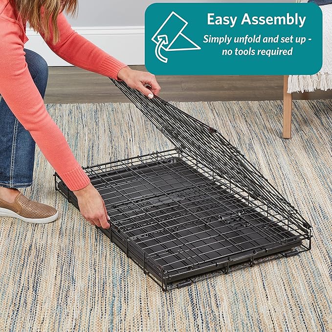 MidWest Homes for Pets 18-Inch iCrate for Tiny Breeds, Up to 10 lbs, Double Door Folding Dog Crate with Divider Panel, Leak-Proof Tray & Secure Latches, Portable, Durable & Easy to Assemble